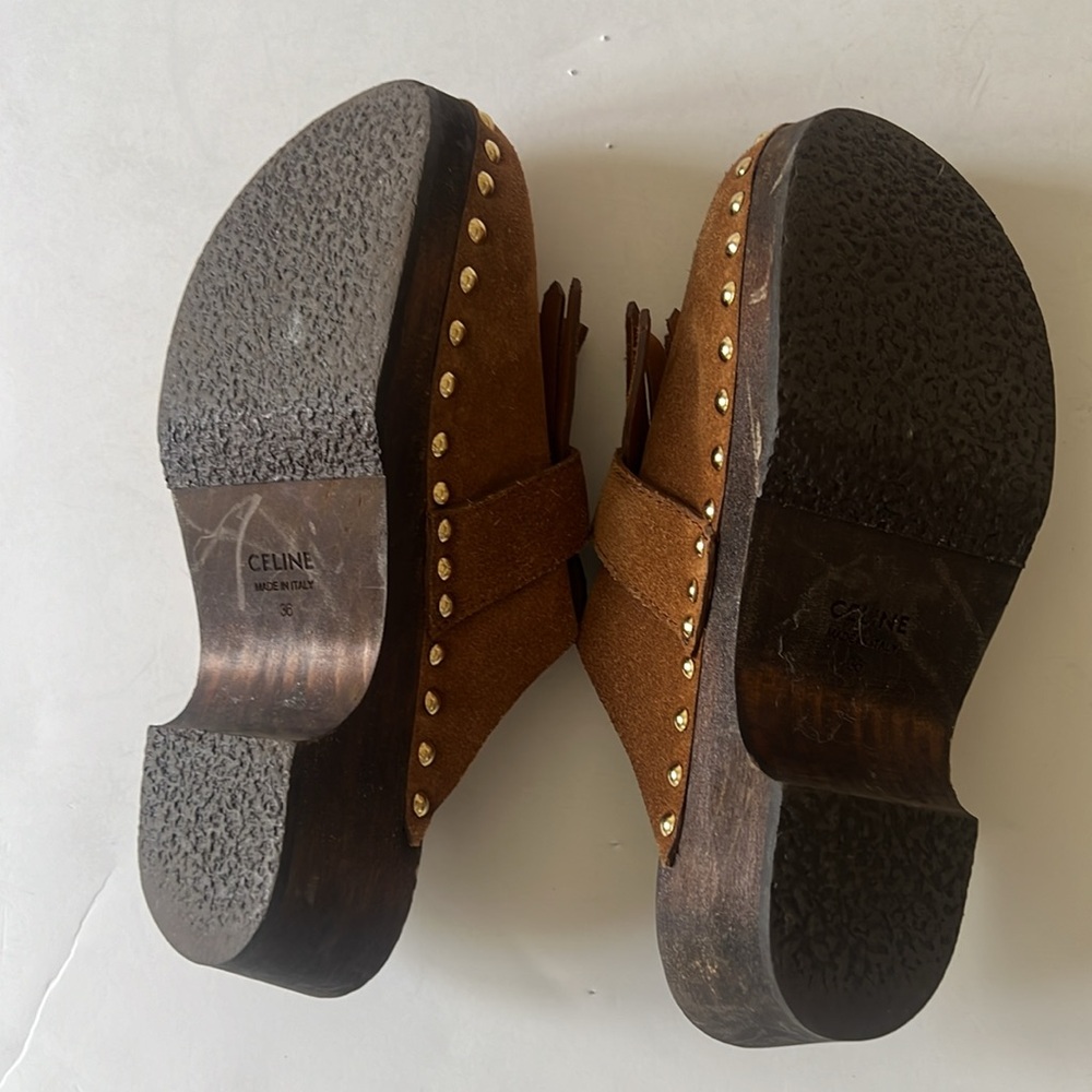 Celine clogs suede with tassel and nails head and fringe - Picture 8 of 16